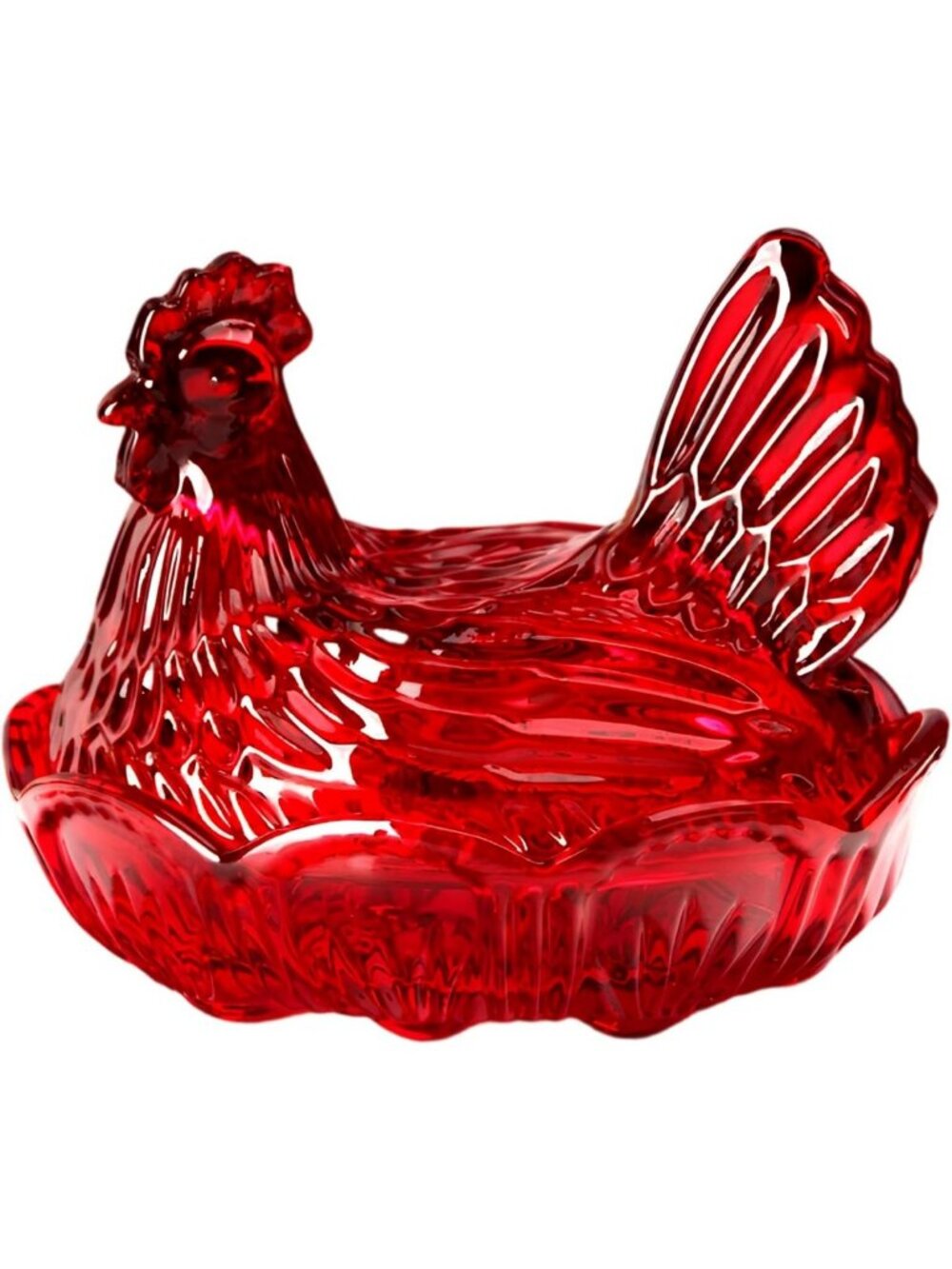 Vintage Hen on Nest Crystal Candy Dish with Lid - Decorative Glass Bowl for Home
